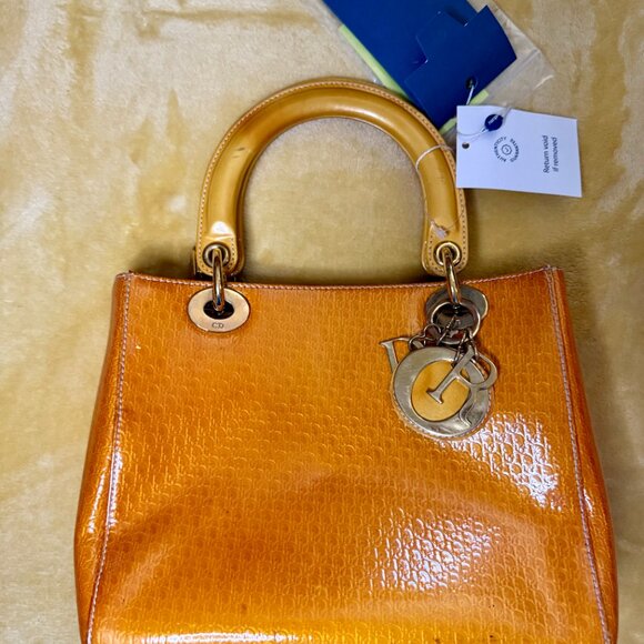 VTG ~ DIOR Patent Leather Monogram Lady Bag - Picture 2 of 14